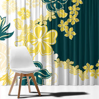 Yelow Teal Hibiscus Plumeria Floral Window Curtain - Polynesian Pride