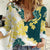 Yelow Teal Hibiscus Plumeria Floral Women Casual Shirt - Polynesian Pride
