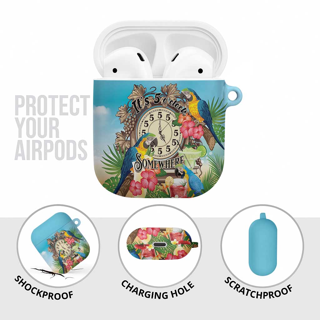 It's 5 o'clock Somewhere AirPods Case Hawaiian Tropical Parrots - Polynesian Pride