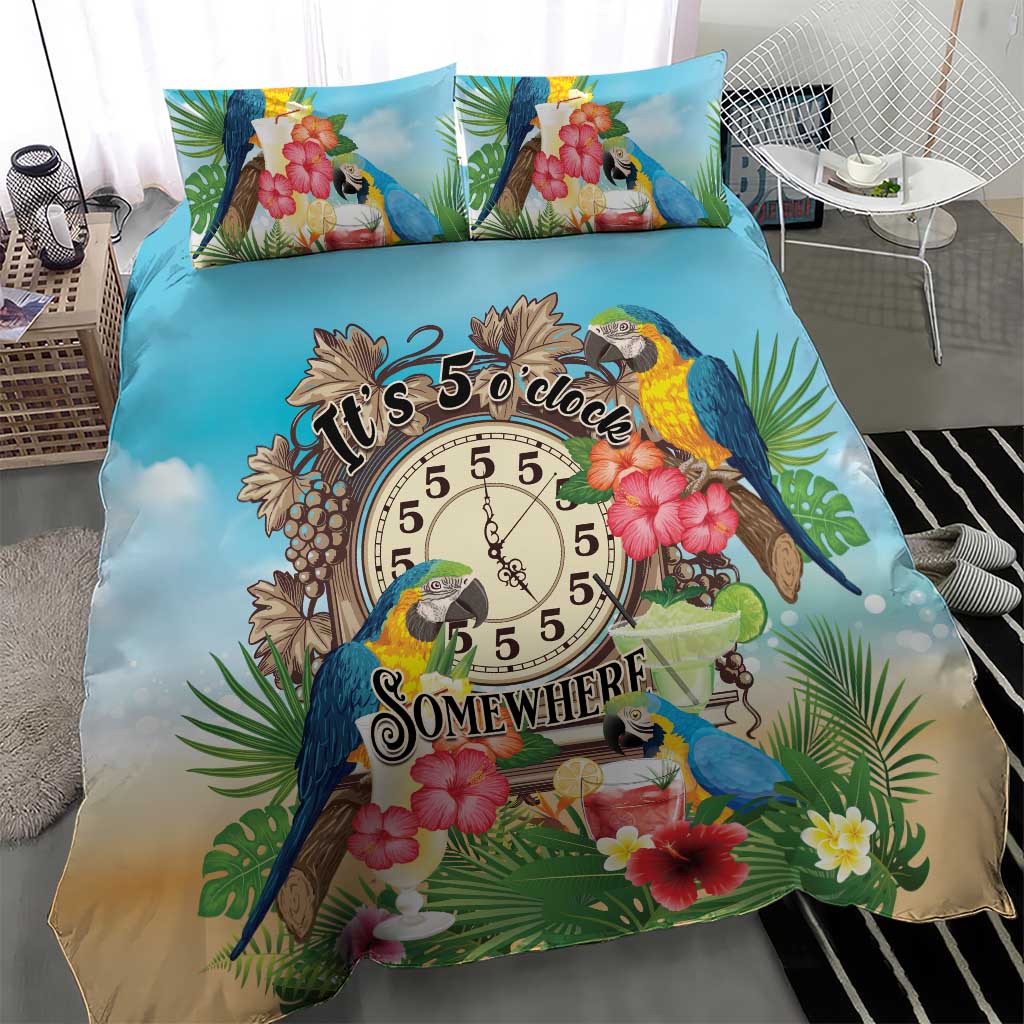 It's 5 o'clock Somewhere Bedding Set Hawaiian Tropical Parrots - Polynesian Pride