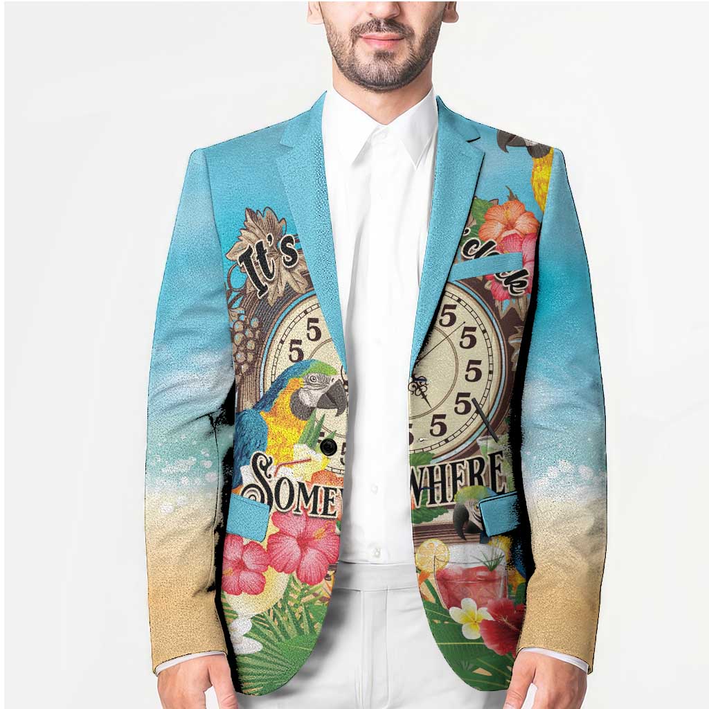 Personalized It's 5 o'clock Somewhere Blazer Hawaiian Tropical Parrots - Polynesian Pride