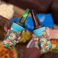 Personalized It's 5 o'clock Somewhere 4 in 1 Can Cooler Tumbler Hawaiian Tropical Parrots - Polynesian Pride