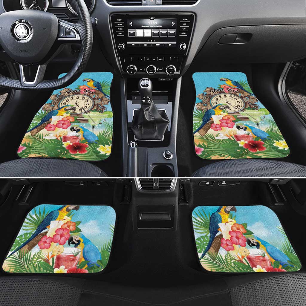 Personalized It's 5 o'clock Somewhere Car Mats Hawaiian Tropical Parrots - Polynesian Pride