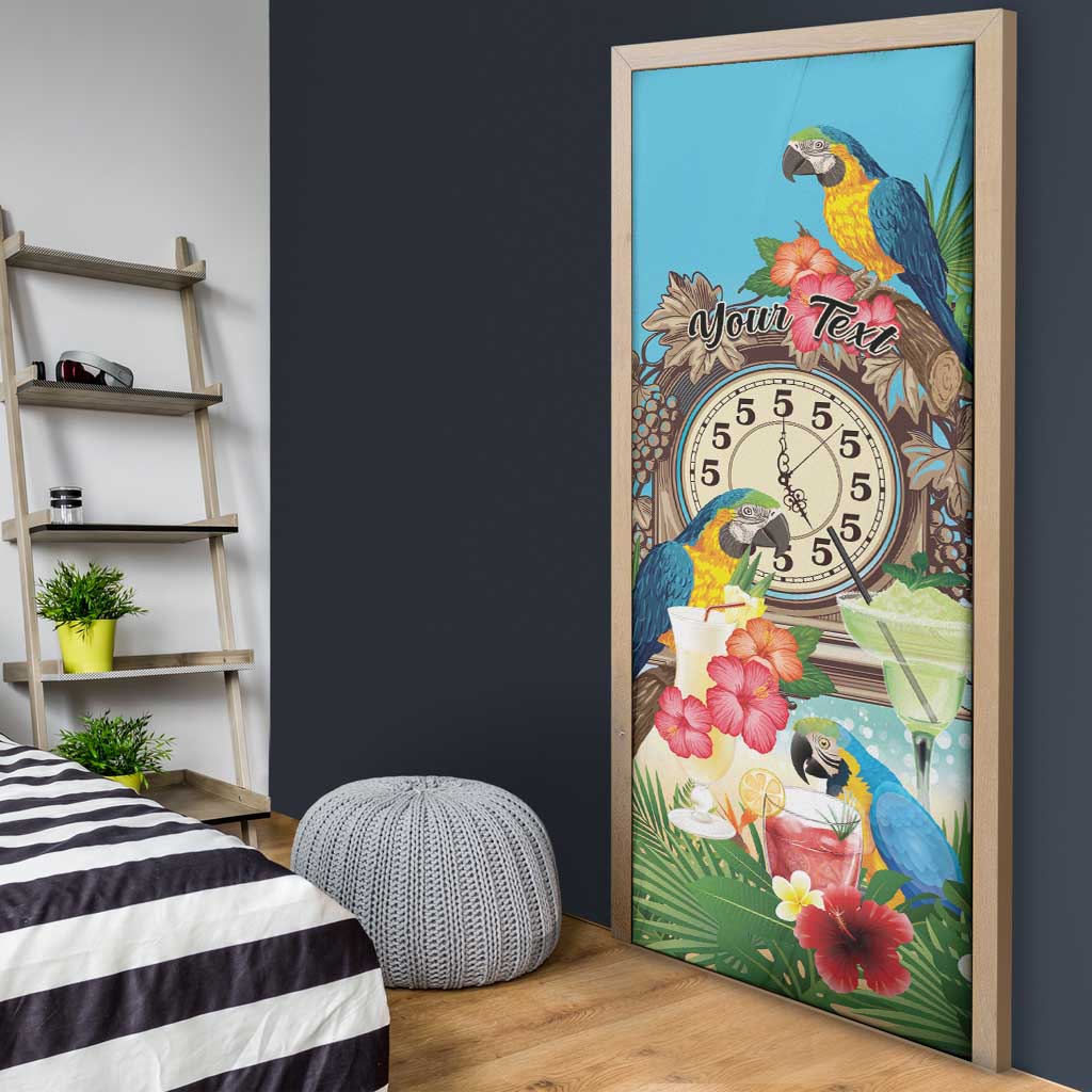 Personalized It's 5 o'clock Somewhere Door Cover Hawaiian Tropical Parrots - Polynesian Pride