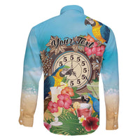 Personalized It's 5 o'clock Somewhere Family Matching Short Sleeve Bodycon Dress and Hawaiian Shirt Hawaiian Tropical Parrots - Polynesian Pride