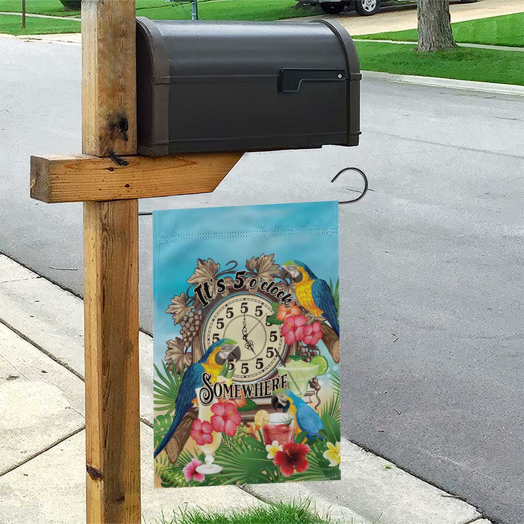 It's 5 o'clock Somewhere Garden Flag Hawaiian Tropical Parrots - Polynesian Pride