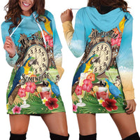 Personalized It's 5 o'clock Somewhere Hoodie Dress Hawaiian Tropical Parrots - Polynesian Pride