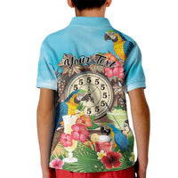 Personalized It's 5 o'clock Somewhere Kid Polo Shirt Hawaiian Tropical Parrots - Polynesian Pride