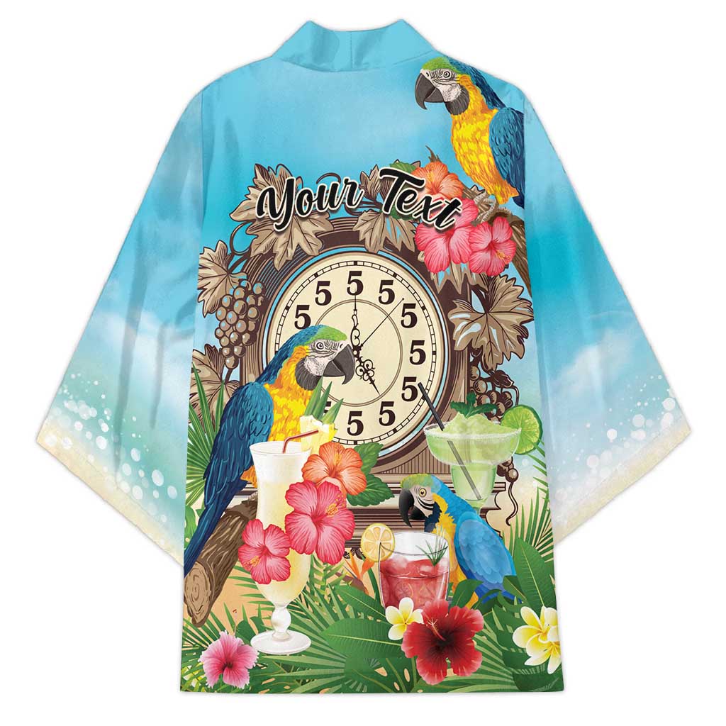 Personalized It's 5 o'clock Somewhere Kimono Hawaiian Tropical Parrots - Polynesian Pride