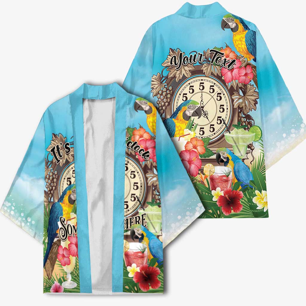 Personalized It's 5 o'clock Somewhere Kimono Hawaiian Tropical Parrots - Polynesian Pride