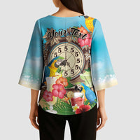Personalized It's 5 o'clock Somewhere Kimono Sleeve Blouse Hawaiian Tropical Parrots - Polynesian Pride