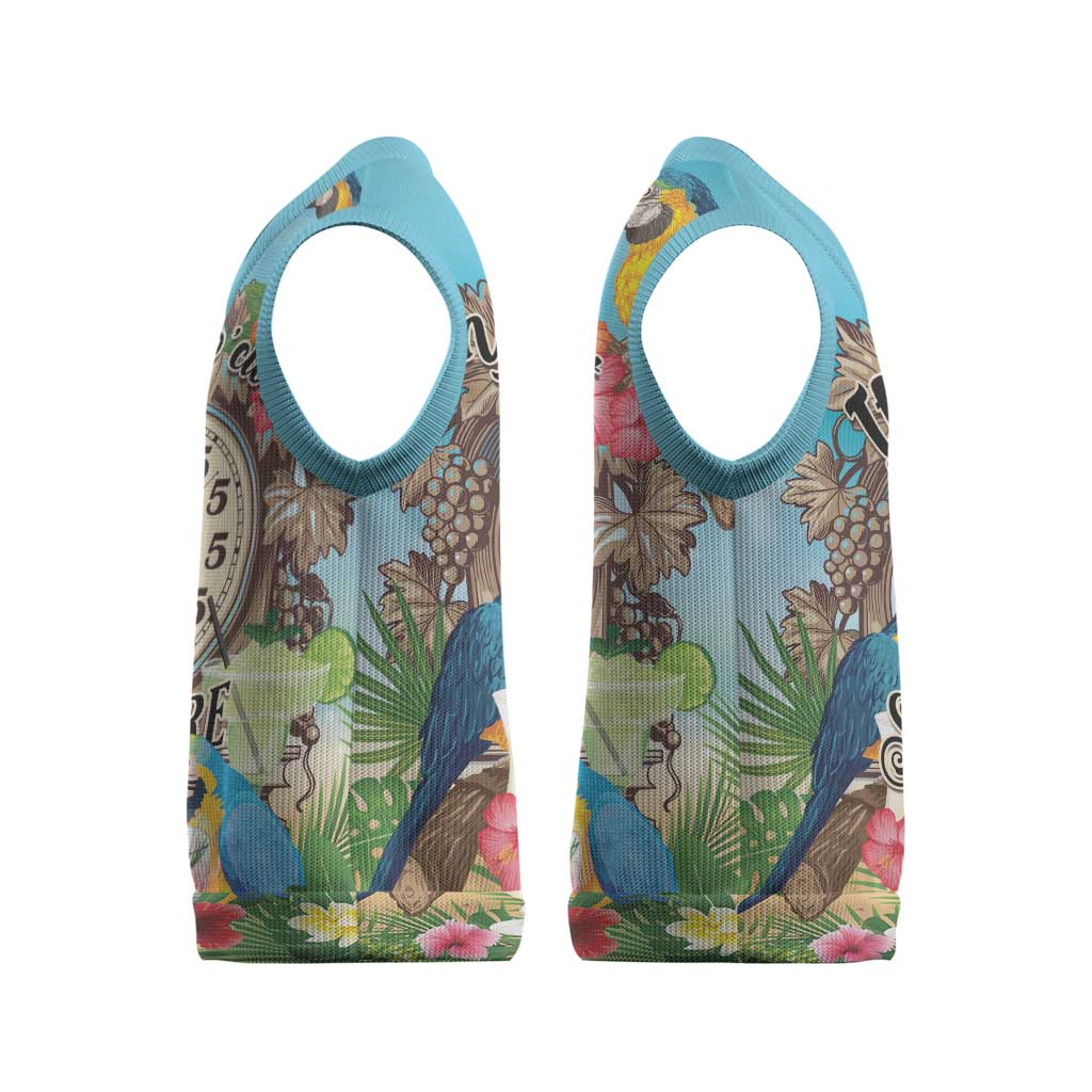It's 5 o'clock Somewhere Christmas Knitted V-Neck Vest Hawaiian Tropical Parrots - Polynesian Pride
