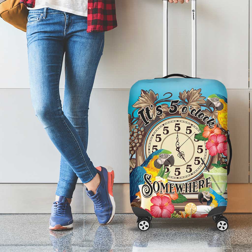 It's 5 o'clock Somewhere Luggage Cover Hawaiian Tropical Parrots - Polynesian Pride