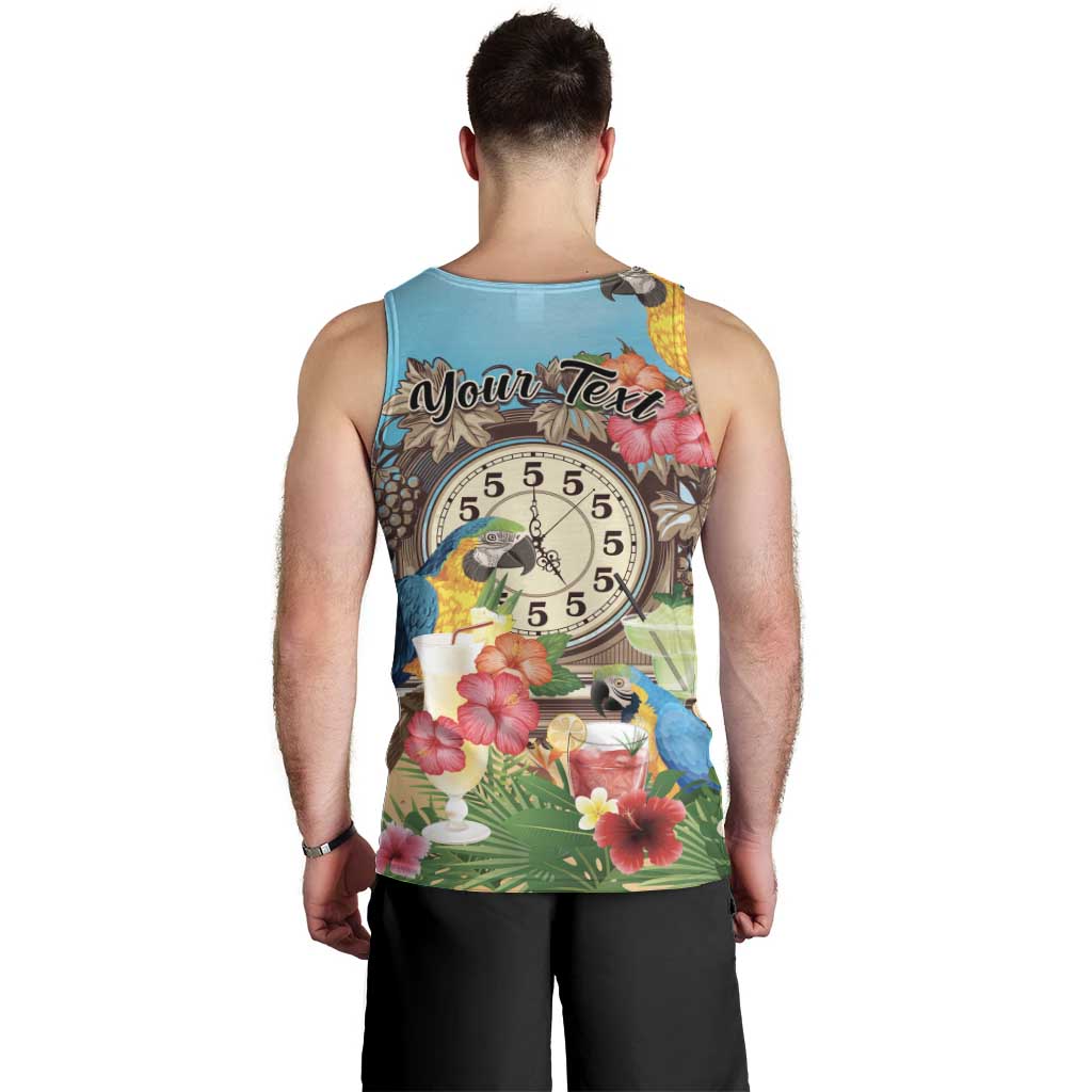 Personalized It's 5 o'clock Somewhere Men Tank Top Hawaiian Tropical Parrots - Polynesian Pride