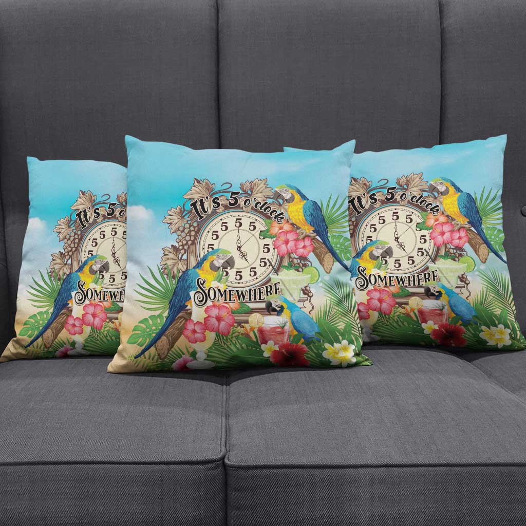 It's 5 o'clock Somewhere Pillow Cover Hawaiian Tropical Parrots - Polynesian Pride