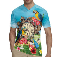 Personalized It's 5 o'clock Somewhere Rugby Jersey Hawaiian Tropical Parrots - Polynesian Pride