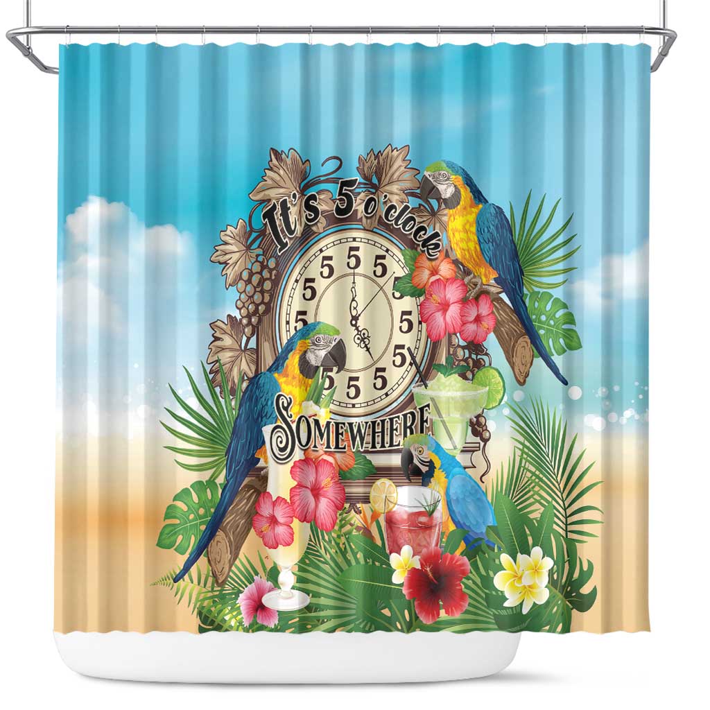 It's 5 o'clock Somewhere Shower Curtain Hawaiian Tropical Parrots - Polynesian Pride