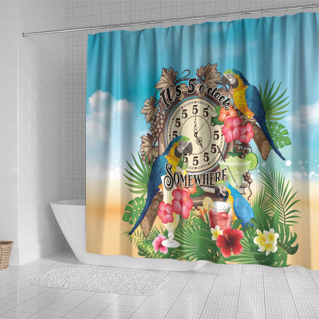 It's 5 o'clock Somewhere Shower Curtain Hawaiian Tropical Parrots - Polynesian Pride