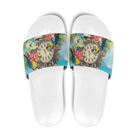 It's 5 o'clock Somewhere Slide Sandals Hawaiian Tropical Parrots - Polynesian Pride