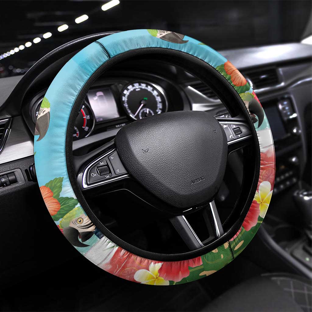It's 5 o'clock Somewhere Steering Wheel Cover Hawaiian Tropical Parrots - Polynesian Pride