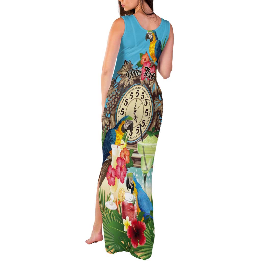 Personalized It's 5 o'clock Somewhere Tank Maxi Dress Hawaiian Tropical Parrots - Polynesian Pride