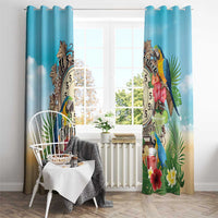 It's 5 o'clock Somewhere Window Curtain Hawaiian Tropical Parrots - Polynesian Pride