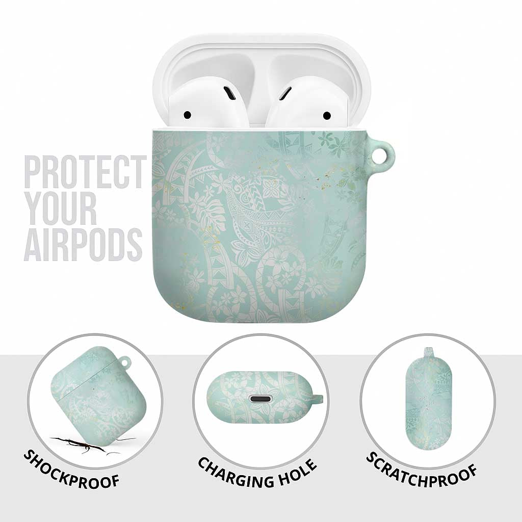 Polynesian Tiare Monstera Seafoam Green AirPods Case Liquid Style - Polynesian Pride