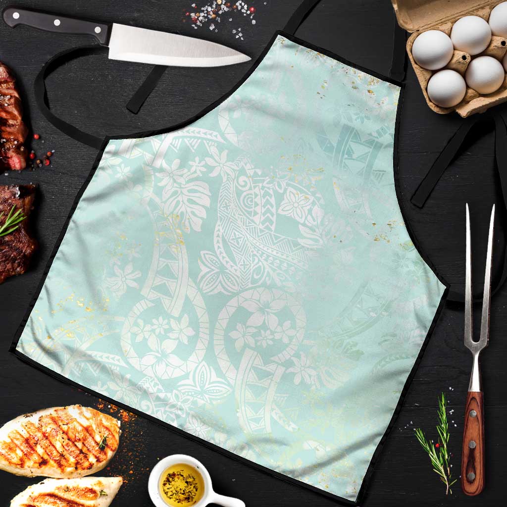 Polynesian Tiare Monstera Seafoam Green Apron Liquid Style - Polynesian Pride