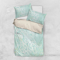 Polynesian Tiare Monstera Seafoam Green Bedding Set Liquid Style - Polynesian Pride