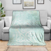 Polynesian Tiare Monstera Seafoam Green Blanket Liquid Style - Polynesian Pride