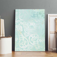 Polynesian Tiare Monstera Seafoam Green Canvas Wall Art Liquid Style - Polynesian Pride