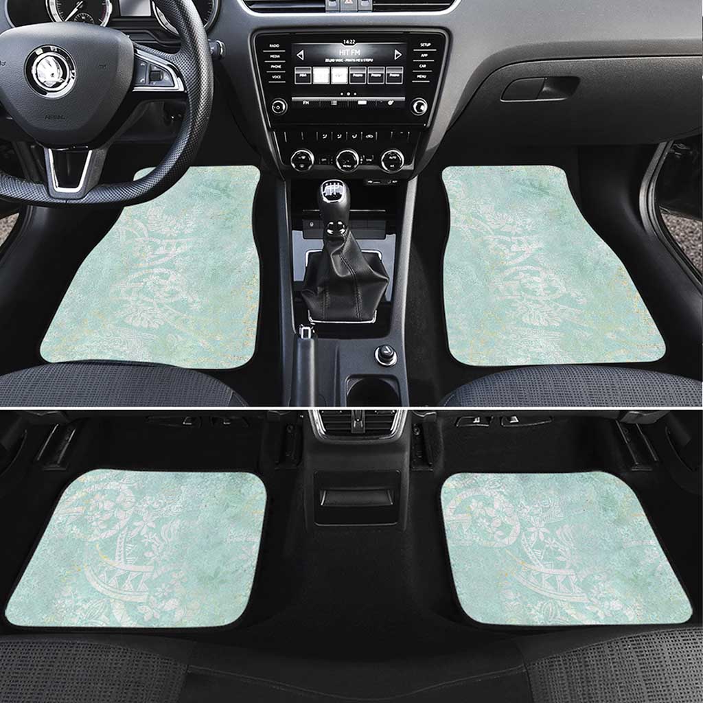 Polynesian Tiare Monstera Seafoam Green Car Mats Liquid Style - Polynesian Pride