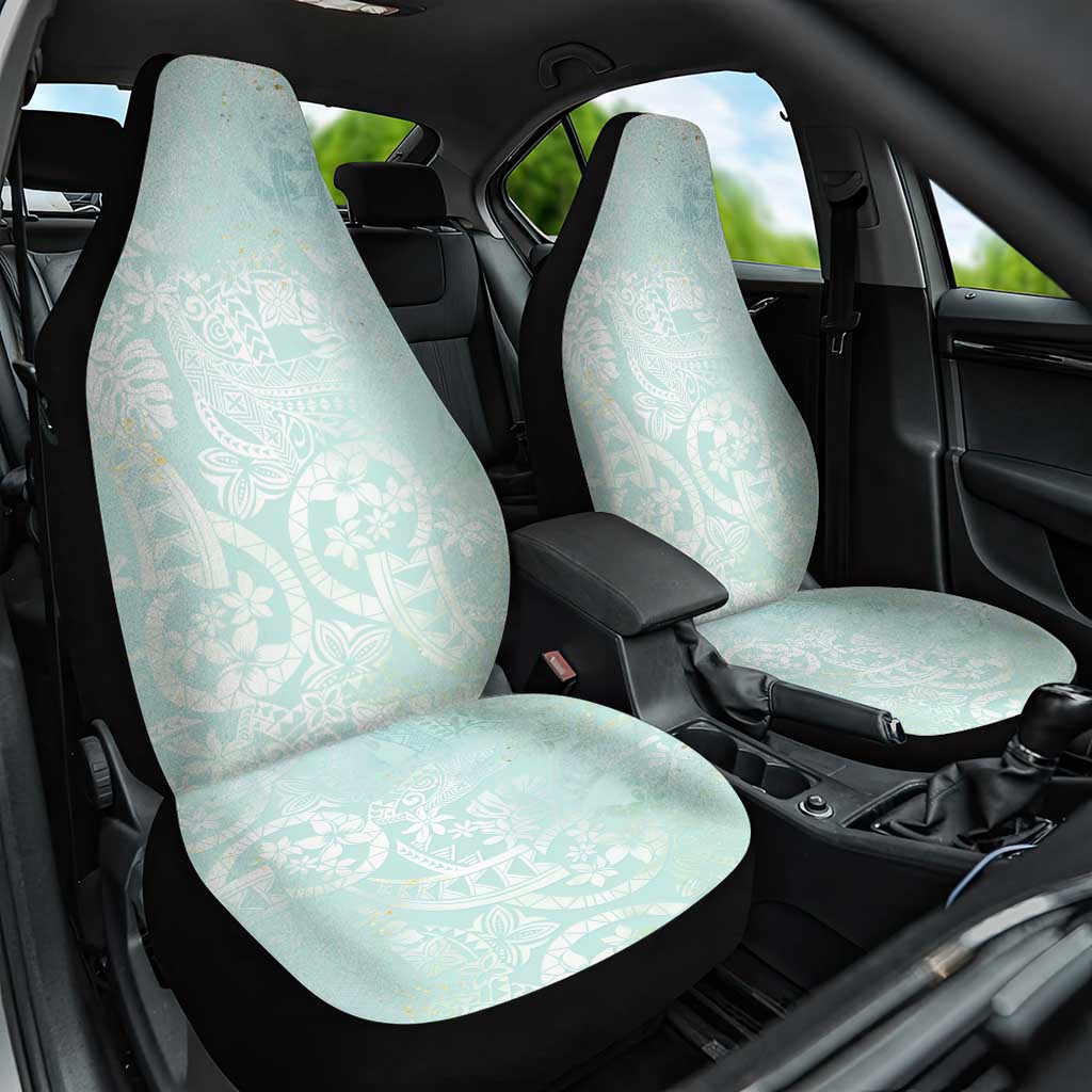 Polynesian Tiare Monstera Seafoam Green Car Seat Cover Liquid Style - Polynesian Pride