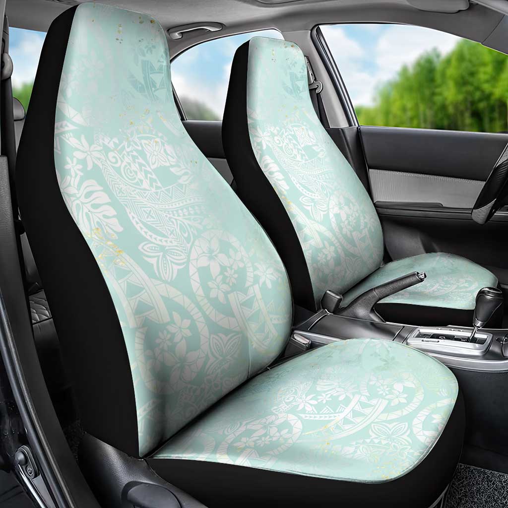 Polynesian Tiare Monstera Seafoam Green Car Seat Cover Liquid Style - Polynesian Pride