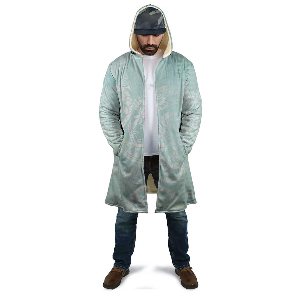 Polynesian Tiare Monstera Seafoam Green Cloak Liquid Style - Polynesian Pride