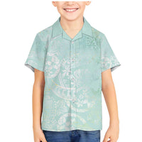 Polynesian Tiare Monstera Seafoam Green Family Matching Mermaid Dress and Hawaiian Shirt Liquid Style - Polynesian Pride