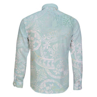 Polynesian Tiare Monstera Seafoam Green Family Matching Puletasi and Hawaiian Shirt Liquid Style - Polynesian Pride