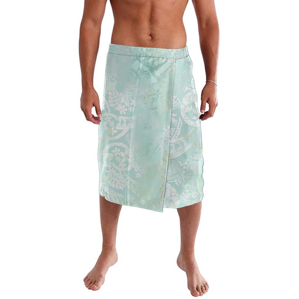 Polynesian Tiare Monstera Seafoam Green Lavalava Liquid Style - Polynesian Pride