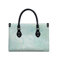 Polynesian Tiare Monstera Seafoam Green Leather Bag Liquid Style - Polynesian Pride