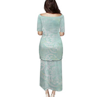 Polynesian Tiare Monstera Seafoam Green Puletasi Liquid Style - Polynesian Pride