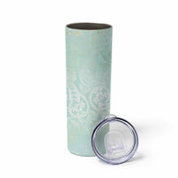 Polynesian Tiare Monstera Seafoam Green Skinny Tumbler Liquid Style - Polynesian Pride