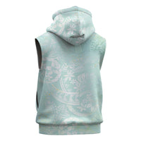 Polynesian Tiare Monstera Seafoam Green Sleeveless Zip Hoodie Liquid Style - Polynesian Pride
