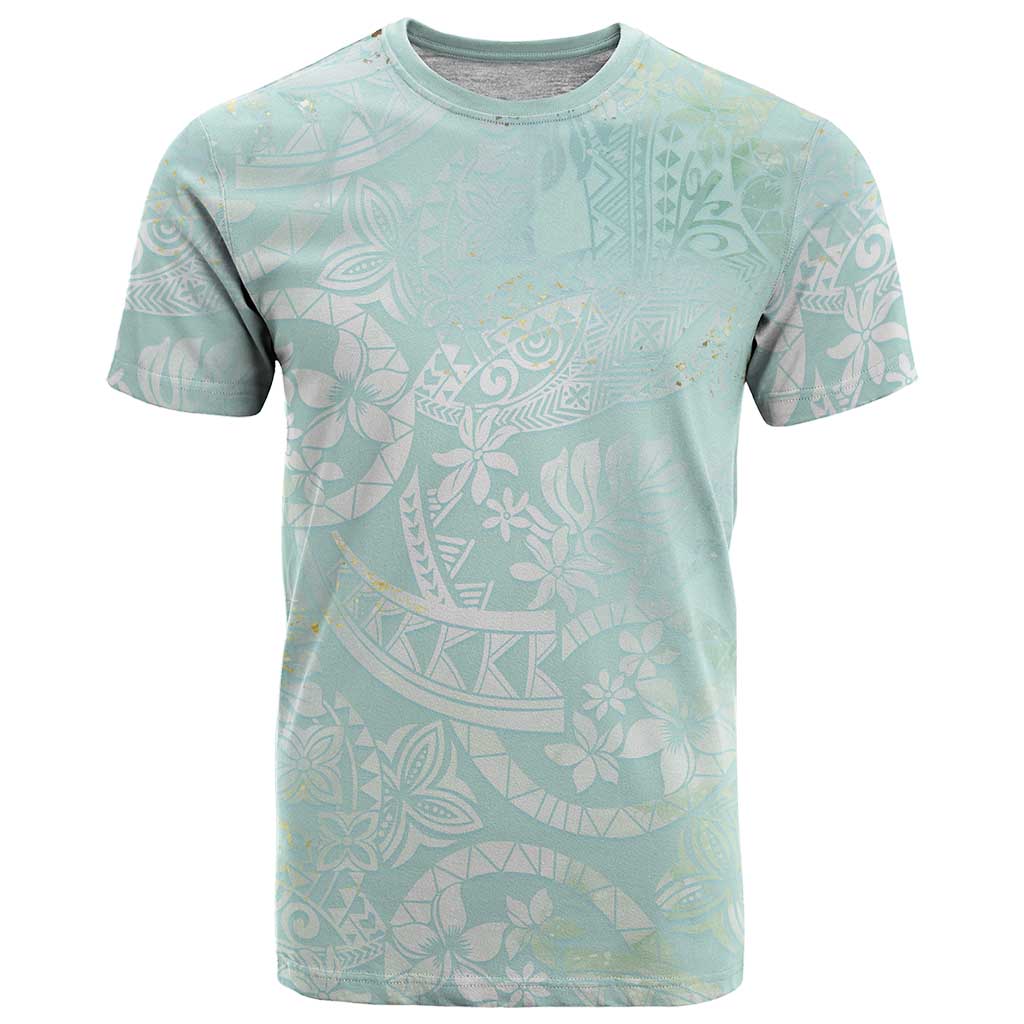 Polynesian Tiare Monstera Seafoam Green T Shirt Liquid Style - Polynesian Pride