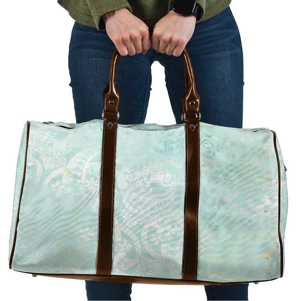 Polynesian Tiare Monstera Seafoam Green Travel Bag Liquid Style - Polynesian Pride