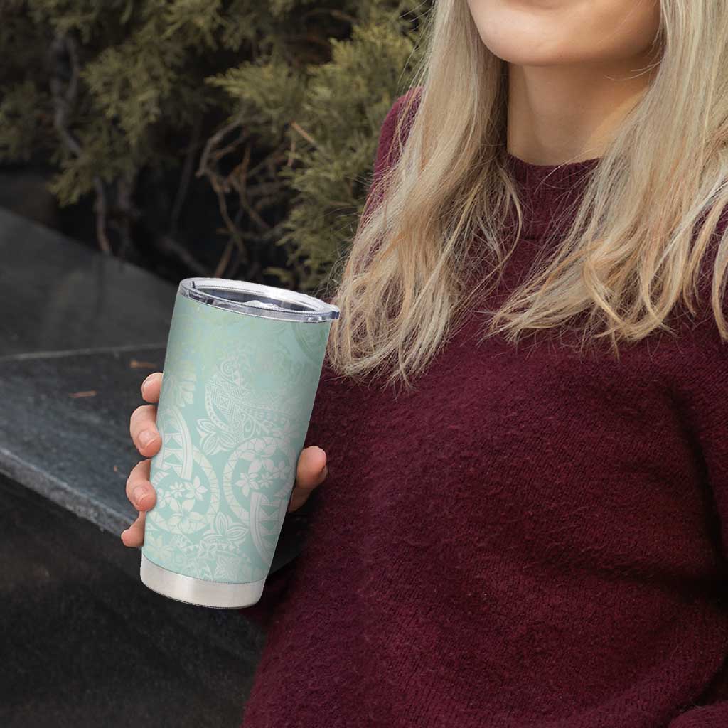 Polynesian Tiare Monstera Seafoam Green Tumbler Cup Liquid Style - Polynesian Pride