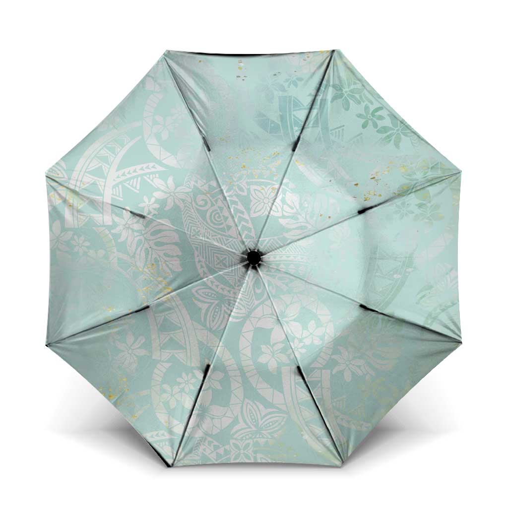 Polynesian Tiare Monstera Seafoam Green Umbrella Liquid Style - Polynesian Pride