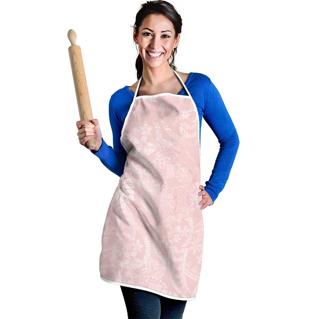 Polynesian Tiare Monstera Soft Pink Apron Liquid Style - Polynesian Pride