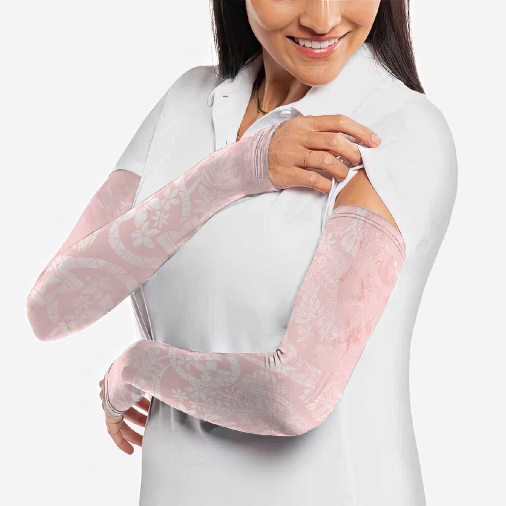 Polynesian Tiare Monstera Soft Pink Arm Sleeves Liquid Style - Polynesian Pride