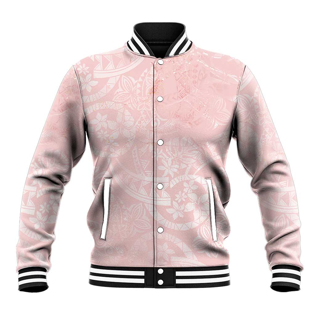 Polynesian Tiare Monstera Soft Pink Baseball Jacket Liquid Style - Polynesian Pride