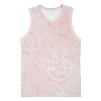 Polynesian Tiare Monstera Soft Pink Basketball Jersey Liquid Style - Polynesian Pride